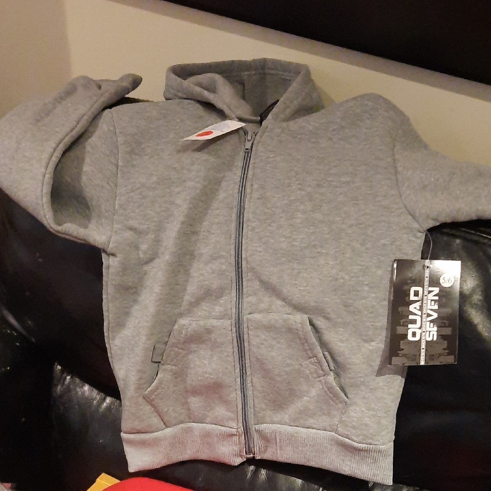 NWT LIL BOYS Quad Seven Kids Gray Zip-Up Hoodie Jacket
